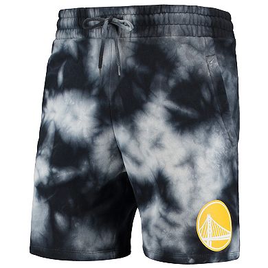 Men's New Era Black Golden State Warriors Fleece Tie-Dye Shorts