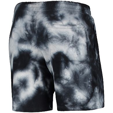 Men's New Era Black Golden State Warriors Fleece Tie-Dye Shorts
