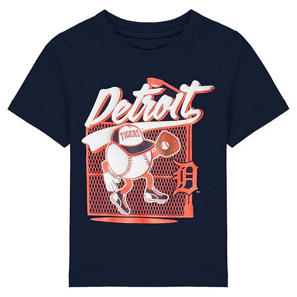 Toddler Navy Detroit Tigers On the Fence TShirt