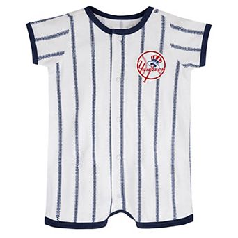 Infant White New York Yankees Pinstripe Power Hitter Romper