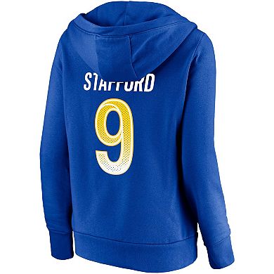 Women's Fanatics Branded Matthew Stafford Royal Los Angeles Rams Player Icon Name & Number V-Neck Pullover Hoodie