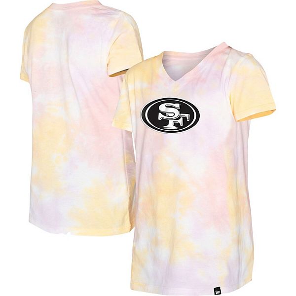 Girls Youth New Era San Francisco 49ers Cotton Candy Tie-Dye V-Neck T-Shirt