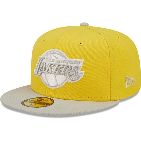 Los Angeles Lakers Adidas Gray Neon Yellow Performance Flexfit Hat Cap