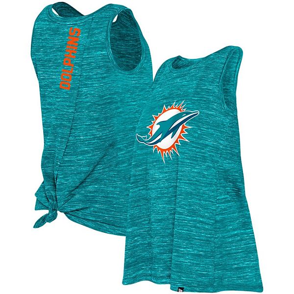 Women's New Era Aqua Miami Dolphins Space Dye Tie-Back Tank