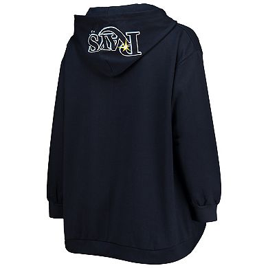 Women's Navy Tampa Bay Rays Plus Size Lace-Up V-Neck Pullover Hoodie