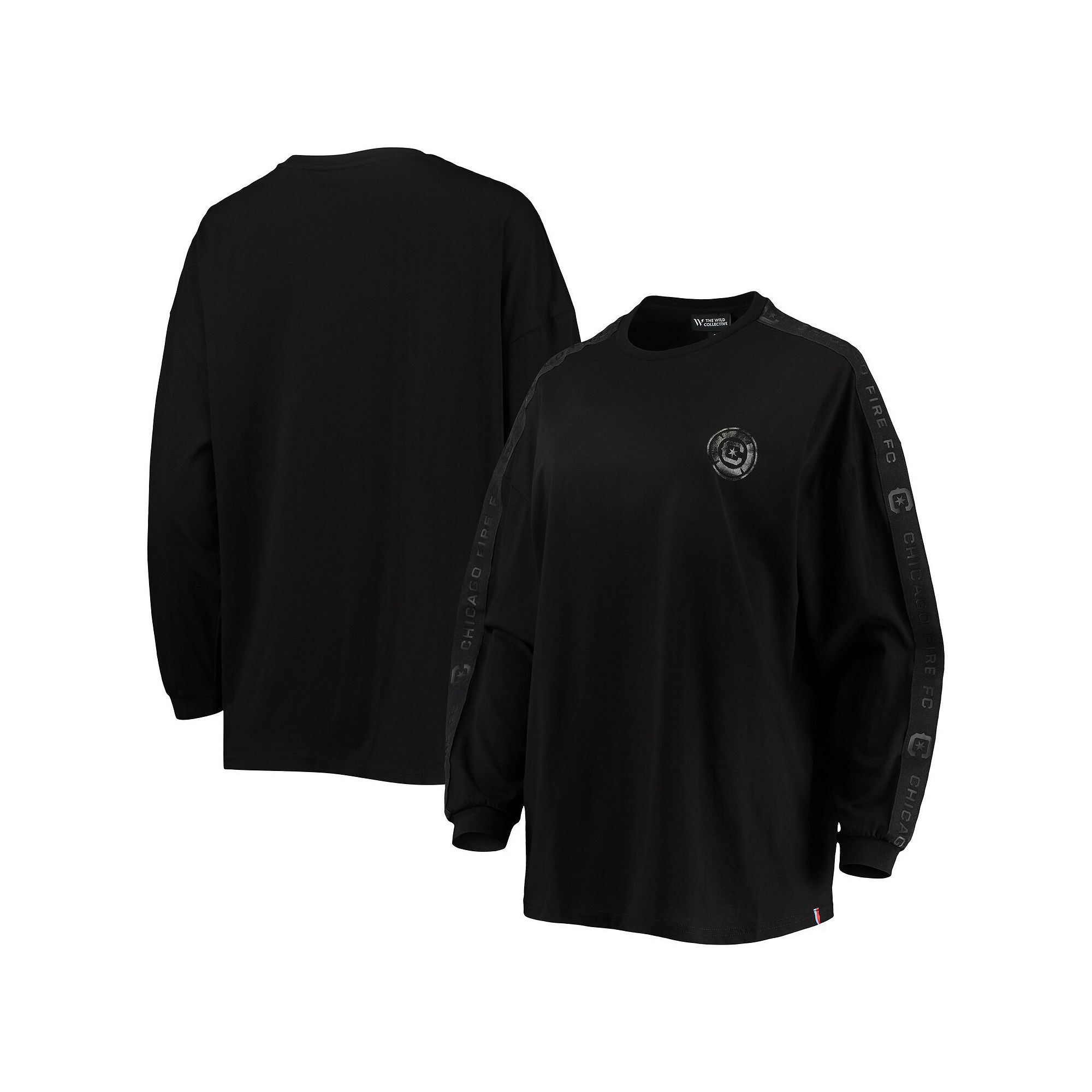 Womens The Wild Collective Black Chicago Fire Tri-Blend Long Sleeve T-Shir