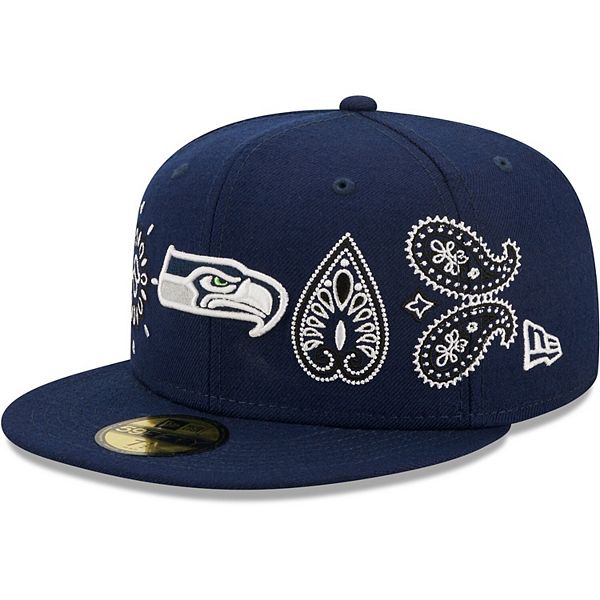 Men's New Era College Navy Seattle Seahawks Bandana 59FIFTY Fitted Hat