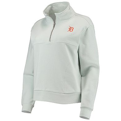 Women's The Wild Collective Light Blue Detroit Tigers Two-Hit Quarter-Zip Pullover Top