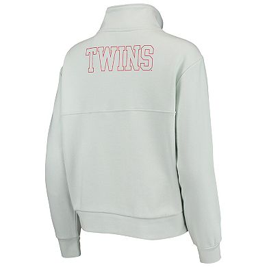 Women's The Wild Collective Light Blue Minnesota Twins Two-Hit Quarter-Zip Pullover Top
