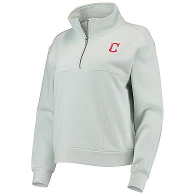 Women's The Wild Collective Light Blue Cleveland Guardians Two-Hit Quarter-Zip Pullover Top