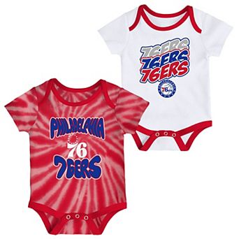 Infant White/Red Philadelphia 76ers Tie-Dye Two-Pack Bodysuit Set
