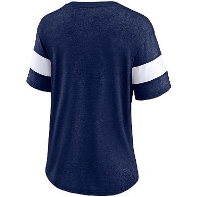 Women's Fanatics Branded Heathered Navy Detroit Tigers Wordmark V-Neck Tri-Blend T-Shirt