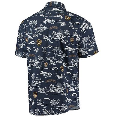 Men's Reyn Spooner Navy Milwaukee Brewers Kekai Performance Button-Up Shirt
