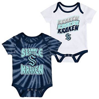 Newborn & Infant Deep Sea Blue/White Seattle Kraken Monterey Tie-Dye Two-Pack Bodysuit Set