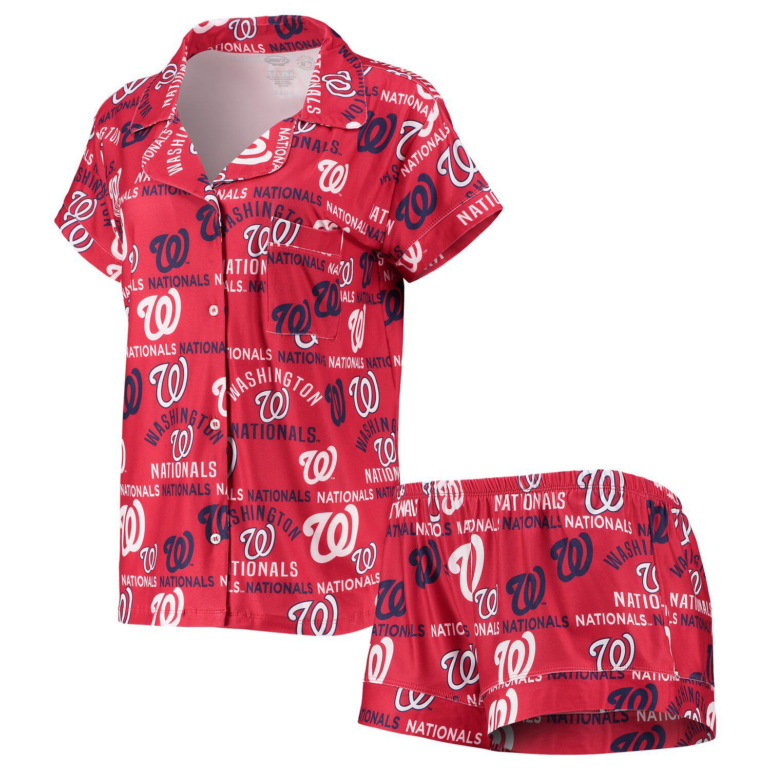 Washington Nationals Concepts Sport Women's Crossfield Long Sleeve T-Shirt  & Shorts Sleep Set - Heathered Gray