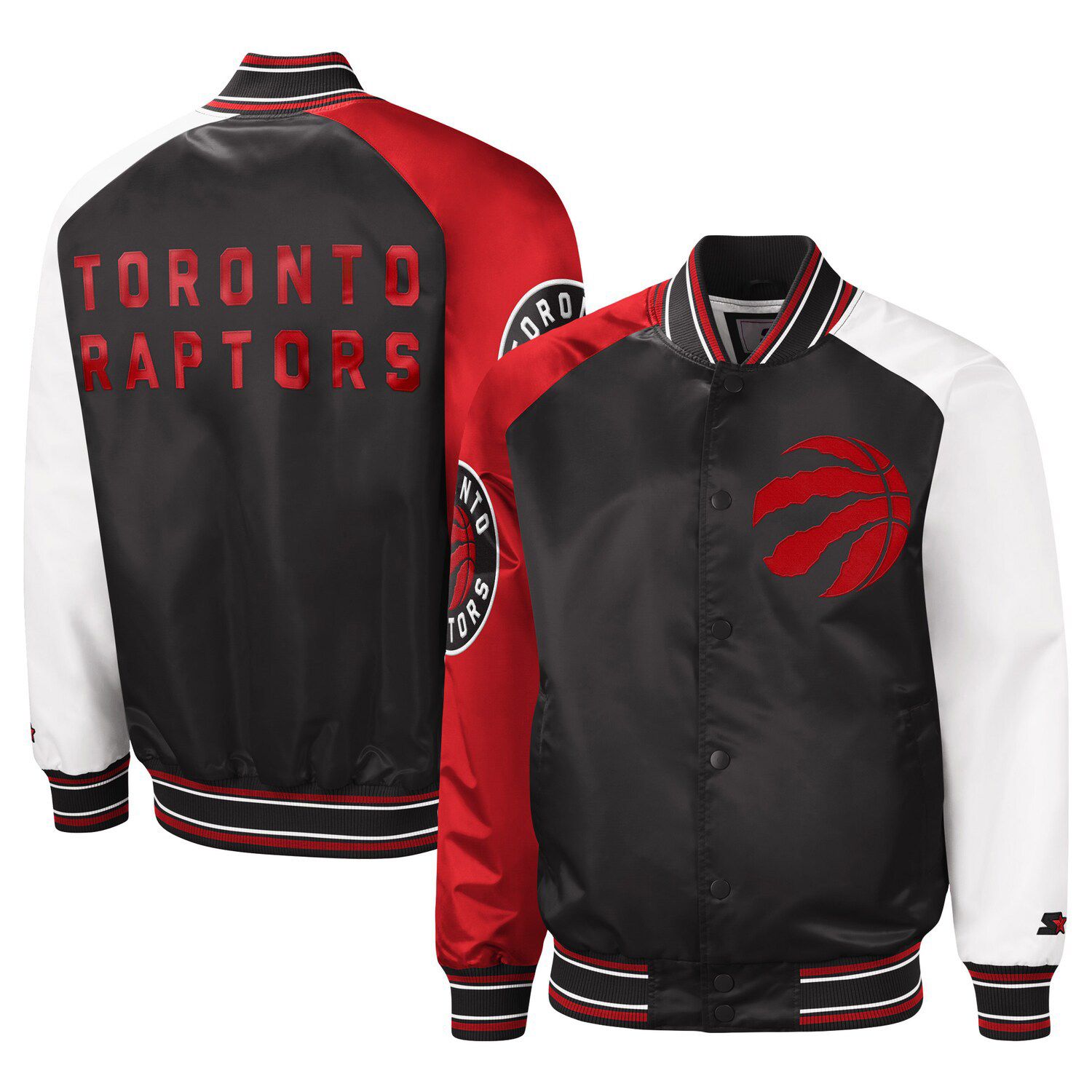 Men's Mitchell & Ness Black Toronto Raptors Hardwood Classics Script Satin Full-Snap Jacket Size: 4XL