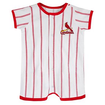 Infant White St. Louis Cardinals Pinstripe Power Hitter Romper