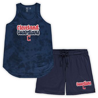 Women's Concepts Sport Navy Cleveland Guardians Plus Size Cloud Tank Top & Shorts Sleep Set