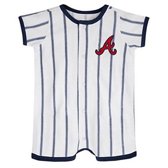 Infant White Atlanta Braves Pinstripe Power Hitter Romper