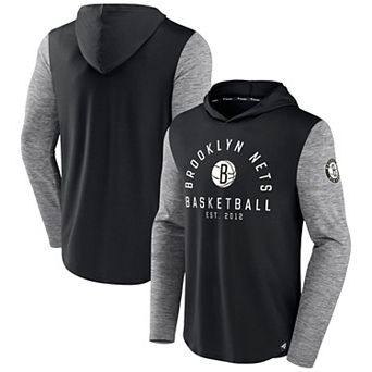 Men's Fanatics Branded Black/Heathered Charcoal Brooklyn Nets Deep Rotation Performance Pullover Hoodie