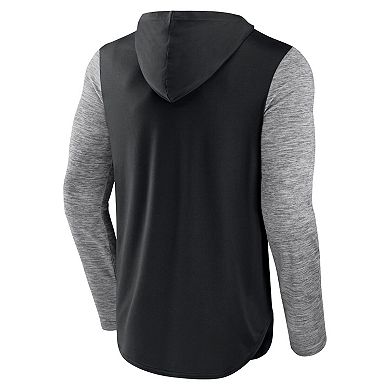 Men's Fanatics Branded Black/Heathered Charcoal Brooklyn Nets Deep Rotation Performance Pullover Hoodie