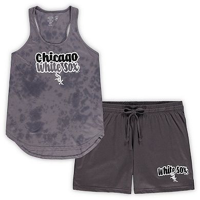 Women's Concepts Sport Charcoal Chicago Cubs Plus Size Cloud Tank Top & Shorts Sleep Set