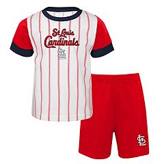MLB St. Louis Cardinals Infant Boys' White Pinstripe 3pk Bodysuits - 12M