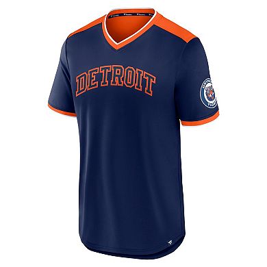 Men's Fanatics Branded Navy/Orange Detroit Tigers True Classics Walk-Off V-Neck T-Shirt