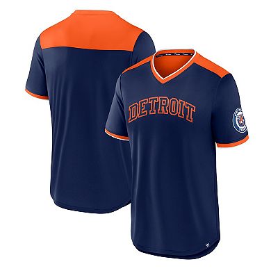 Men's Fanatics Branded Navy/Orange Detroit Tigers True Classics Walk-Off V-Neck T-Shirt