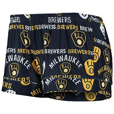 Women's Concepts Sport Navy Milwaukee Brewers Flagship Allover Print Top & Shorts Sleep Set