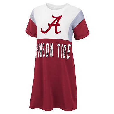 Women's G-III 4Her by Carl Banks Crimson/White Alabama Crimson Tide 3rd Down Short Sleeve T-Shirt Dress