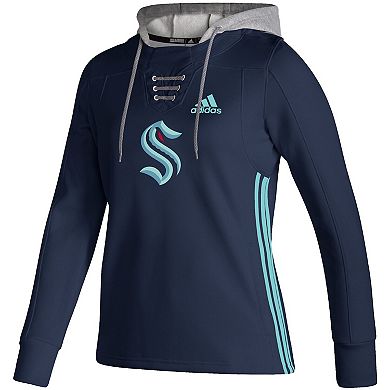 Women's adidas Deep Sea Blue Seattle Kraken Skate Lace AEROREADY Pullover Hoodie