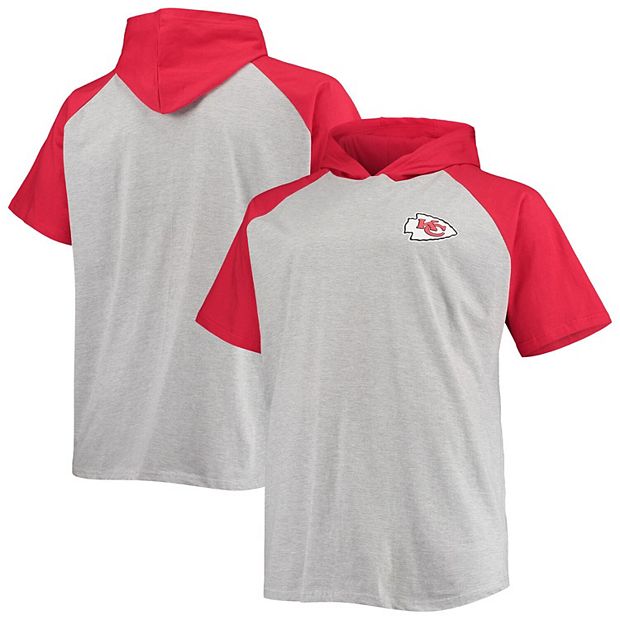 Men's Heathered Gray/Red Kansas City Chiefs Big & Tall Raglan Short Sleeve  Pullover Hoodie