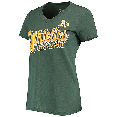 Women's G-III 4Her by Carl Banks Green Oakland Athletics First Place V-Neck T-Shirt