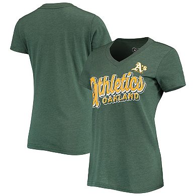 Women's G-III 4Her by Carl Banks Green Oakland Athletics First Place V-Neck T-Shirt