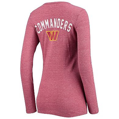 Women's New Era Burgundy Washington Commanders Scoop Neck Tri-Blend Long Sleeve T-Shirt