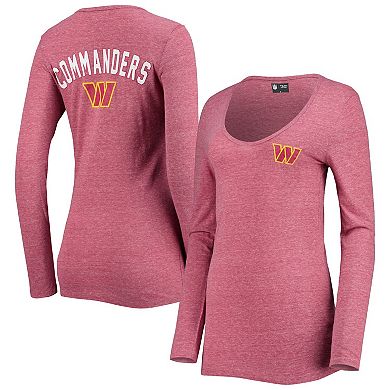 Women's New Era Burgundy Washington Commanders Scoop Neck Tri-Blend Long Sleeve T-Shirt