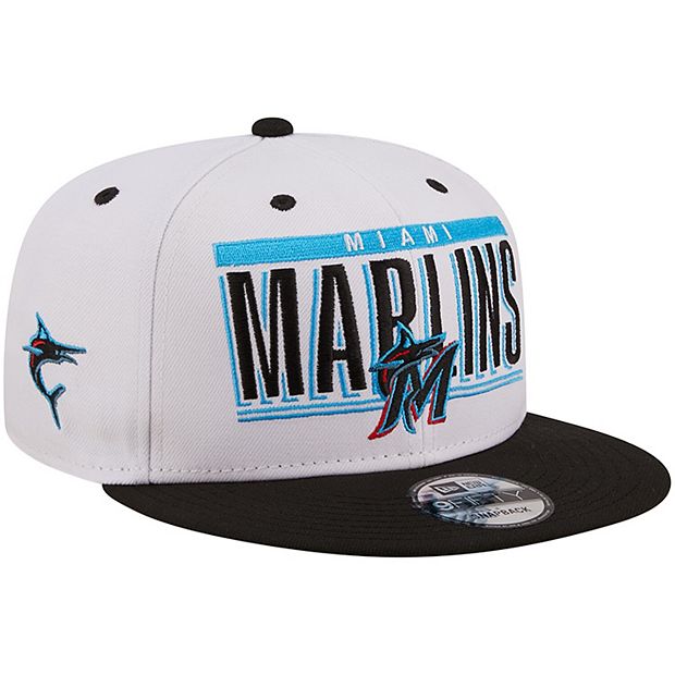 Men's New Era White/Black Miami Marlins Retro Title 9FIFTY Snapback Hat
