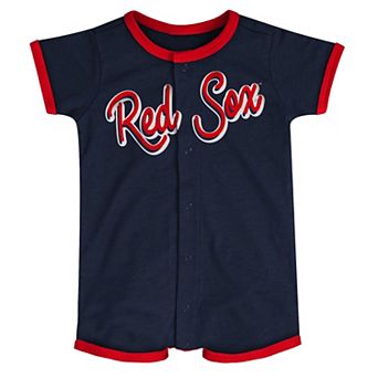 Newborn & Infant Navy Boston Red Sox Stripe Power Hitter Romper