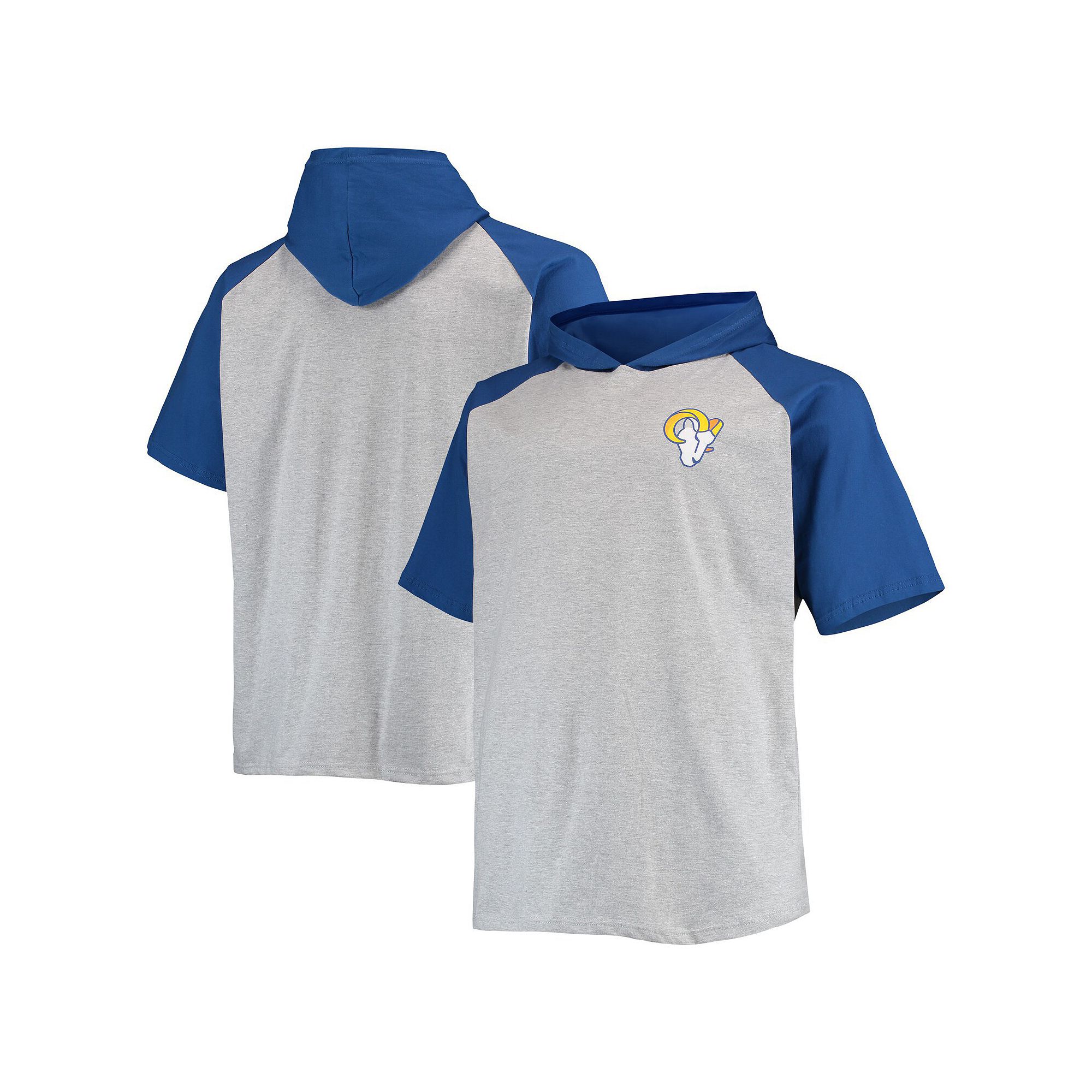 Mens Heathered Gray/Royal Los Angeles Rams Big & Tall Raglan Short Sleeve 