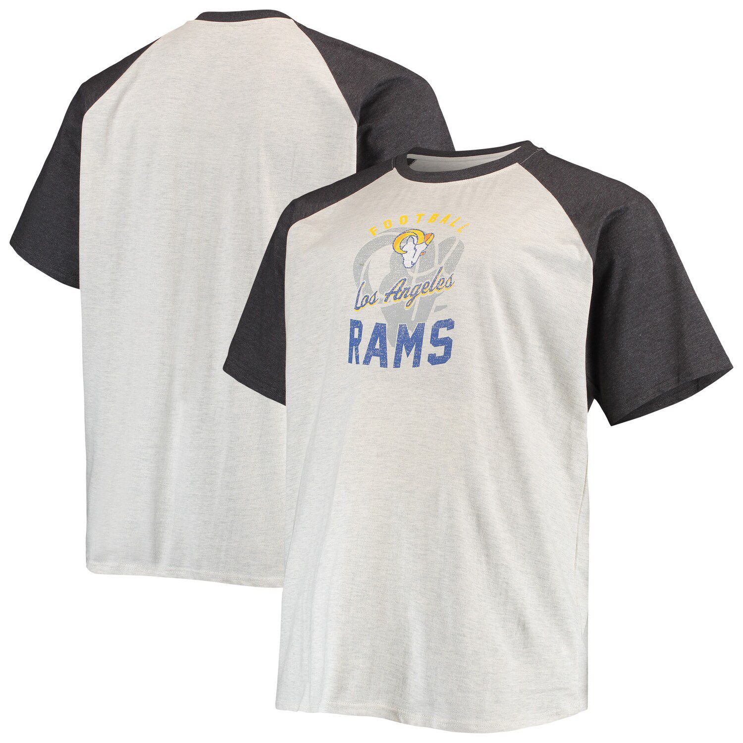 Philadelphia Eagles Big & Tall Raglan T-Shirt - Oatmeal/Heathered Charcoal