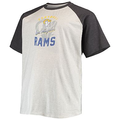 Men's Oatmeal/Heathered Charcoal Los Angeles Rams Big & Tall Raglan T-Shirt