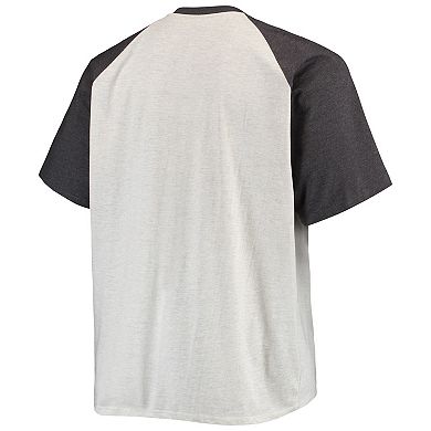 Men's Oatmeal/Heathered Charcoal Los Angeles Rams Big & Tall Raglan T-Shirt