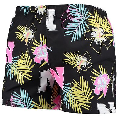 Men's FOCO Black Nebraska Huskers Neon Floral Swim Trunks