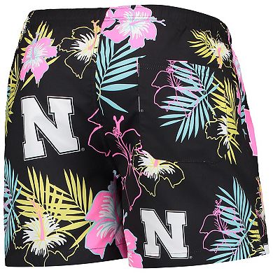 Men's FOCO Black Nebraska Huskers Neon Floral Swim Trunks