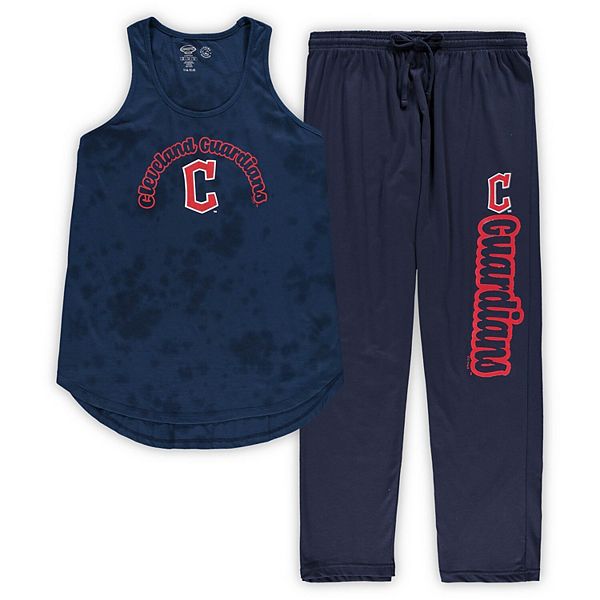 Women's Concepts Sport White/Navy Cleveland Guardians Plus Size Tank Top & Shorts Sleep Set