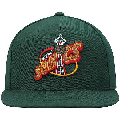 Men's Mitchell & Ness Green Seattle SuperSonics Hardwood Classics Team Ground 2.0 Snapback Hat