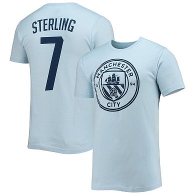 Men's Raheem Sterling Light Blue Manchester City Name & Number T-Shirt