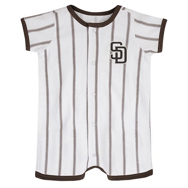 Infant White San Diego Padres Pinstripe Power Hitter Romper