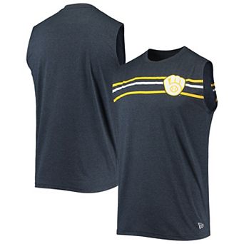 Men's New Era Heathered Navy Milwaukee Brewers Muscle Tank Top